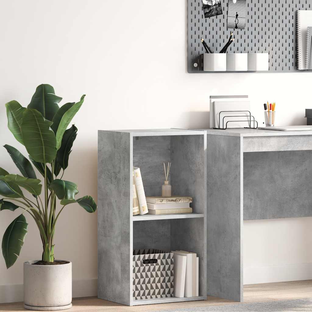 2-Tier Book Cabinet Concrete Grey 40x30x76.5 cm Engineered Wood